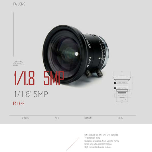 Industrial 1/1.8" 5MP Lens