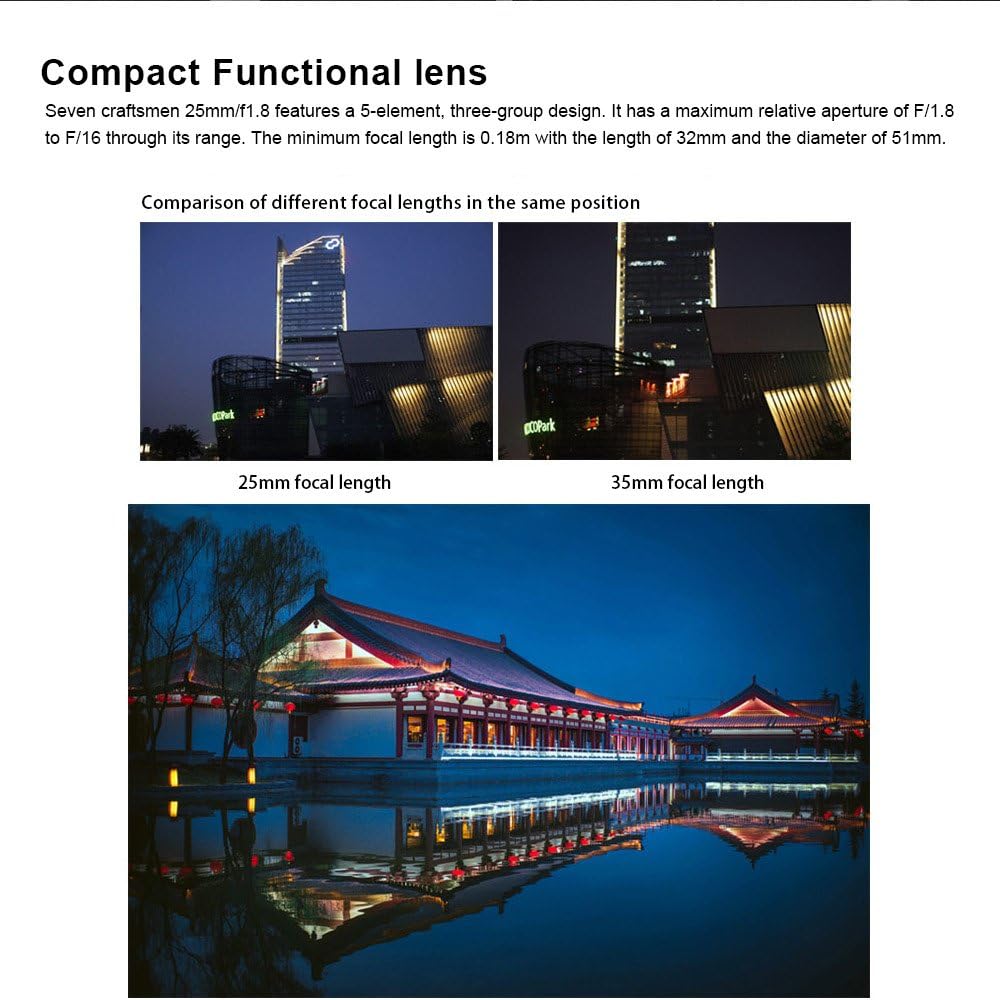 Manual Focus 25mm f/1.8 APS-C Lens for E/X/Z/M43-mount
