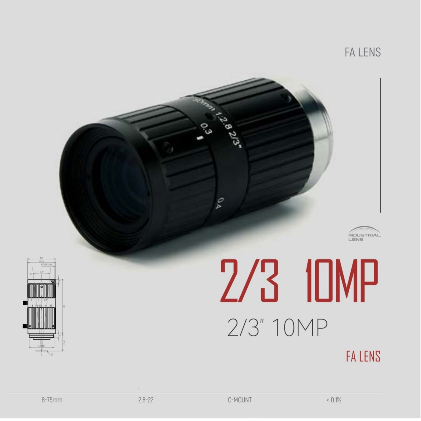 Industrial 2/3" 10MP Lens