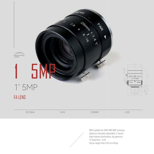 Industrial 1" 5MP Lens
