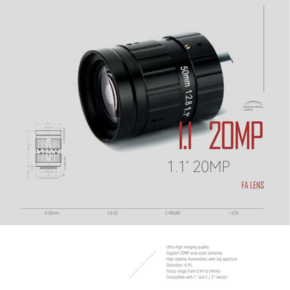 Industrial 1.1" 20MP Lens