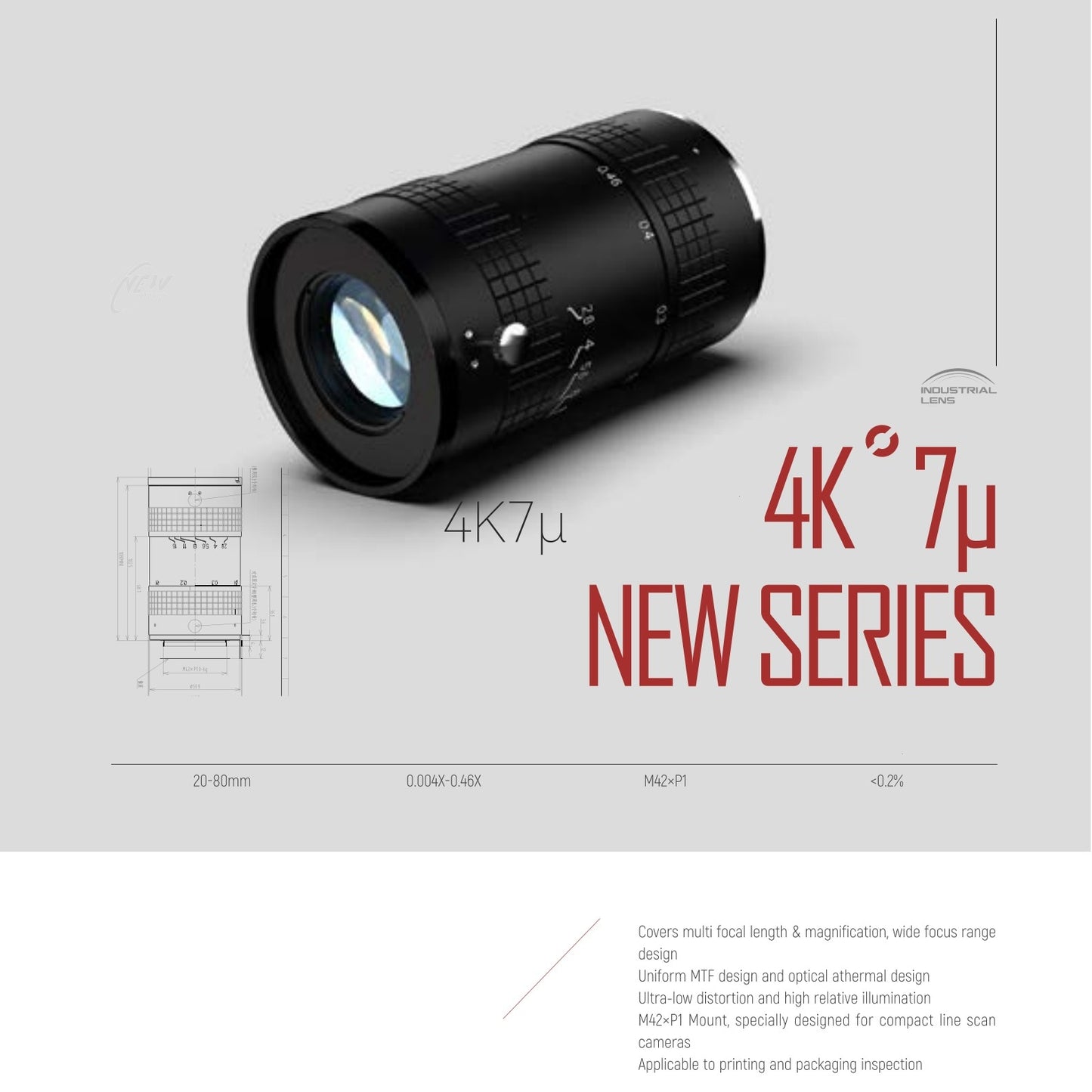 Industrial Line Scan 4K 7µ Lens-New