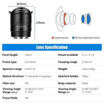 10mm f/2.8 Mark II Ultra Wide-angle Full-frame Fisheye Lens for E/L/R/Z