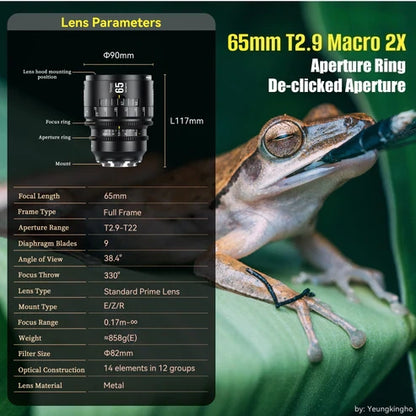 65mm T2.9 Full Frame Macro Cine Lens for Sony E/Nikon Z/Canon EOS-R
