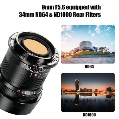 9mm f/5.6 Full-frame Wide-angle lens for E/L/R/Z（Rear ND Filter）